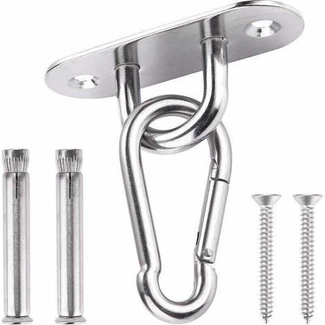 Gancio da soffitto in crochet, capacità 450 kg, gancio di fissaggio a parete e soffitto robusto in acciaio inox 304, kit di sospensione per amaca, sedia sospesa, sacco da boxe, yoga (1/4)