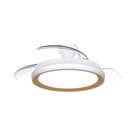 Ventilador de techo con aspas retráctiles, led 3 cct, dc 28 w + 35 w, modelo bliss, blanco / dorado, ø106 cm