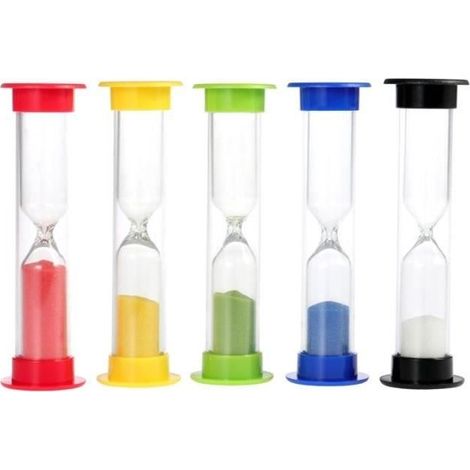 Sablier - 5pcs - 30sec - 1min - 3mn - 5mn - 10mn - Couleur aléatoire (1/4)