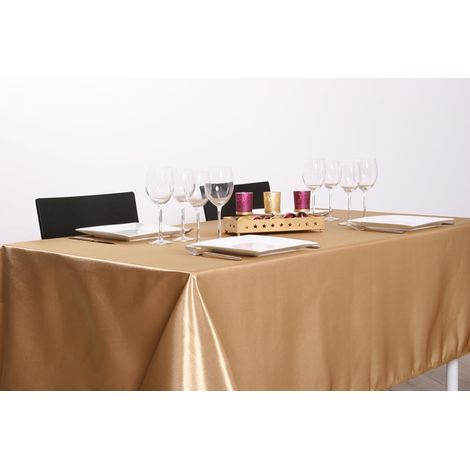Fééric Lights And Christmas – Nappe rectangulaire dorée 140 x 360 cm – 100% polyester – Lavable à 30° – Repassable au fer