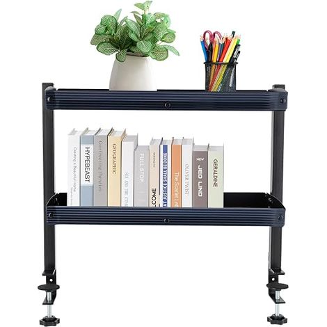 Organisateur de Bureau à Pince à 2 Niveaux Etagere Bureau a Poser sur Bureau à Pince avec Plateau de Rangement Réglable Max.épaisseur de Table 43mm Organisateur de Bureau Clamp-on (1/5)