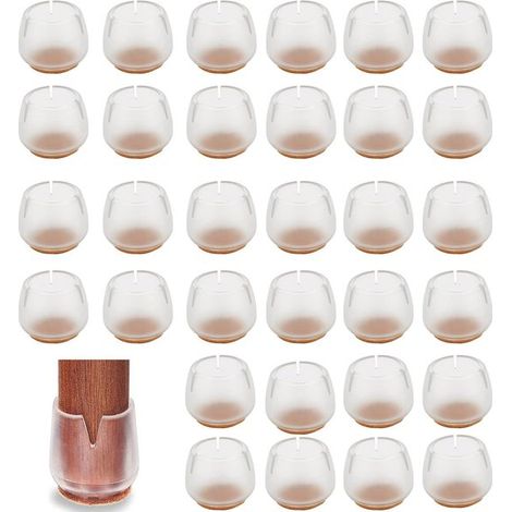 Tisch- und Stuhlschoner, rutschfeste Silikonfüße mit Filz - Möbelschutz - 32 Stück (17-21 mm) (1/5)