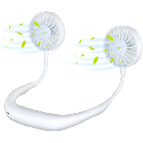 Ventilateur de Cou, Ventilateur Portable de Cou sans Fil, Mini Ventilateur USB, Ventilateur de Sport à Suspension Rotative à 3 Vitesses à 360 ° avec Lumière LED 7 Couleurs (1/5)