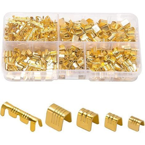 500 Pieces U-Shaped Copper Wire Crimp Terminals Assortment, Non-Insulated Electrical Cable Butt Connector Kit (1/5)