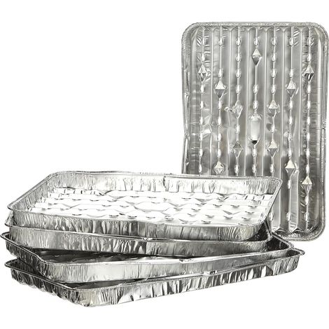 Set mit 5 Aluminiumtabletts, Aluminiumtablett, Tablettset, Aluminium, Silber, 34 x 23,5 x 2 cm