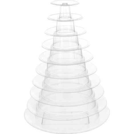 Expositor redondo de diez niveles para macarons, transparente, de plástico, para pasteles y postres. (1/5)
