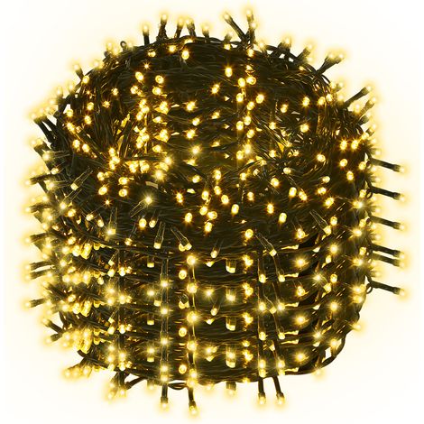 Jiubiaz Ghirlanda luminosa LED natalizia 500 LED 50 m IP44 impermeabile Esterno Illuminazione Giardino Interno festiva per Natale Matrimonio Bianco caldo (1/5)