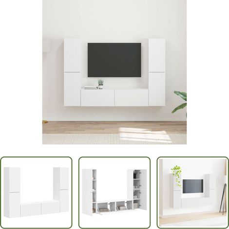 TV-Ständer - TV-Schrankset 6 pcs Weiß Holzwerkstoff (1/5)
