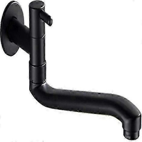 Robinet mural noir pour eau froide, pour lave-linge, balai, piscine et jardin, 31 cm (1/5)