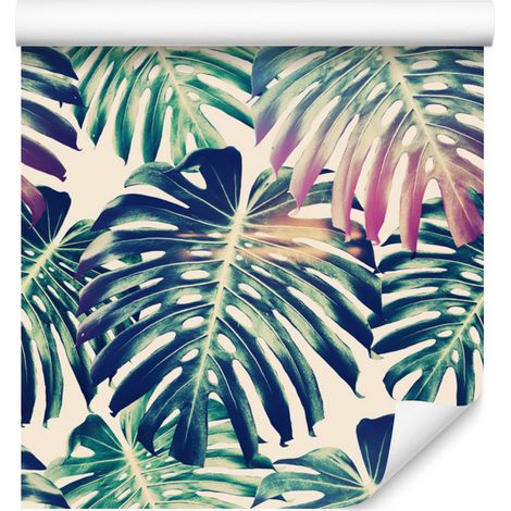 Retro-Monstera-Blätter-Tapete für Wohn- und Schlafzimmer, 50 x 1000 cm (1/5)