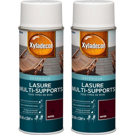 Lasure aérosol Multi-supports - Lot de 2 - Tous types de bois extérieur - Mat Noyer 400 mL - Xyladecor (1/5)