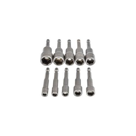 10 Pièces Douille Visseuse 6-15mm,Adaptateur Embout, Hexagonal Pour Tournevis à Écrou de pour Perceuse à Main, Tournevis Électrique, Clé à Douille (Acier au chrome vanadium)