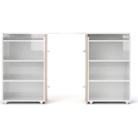 Nada Kopfende 140 cm mit 4 Ablagen weiss hochglanz. (1/5)
