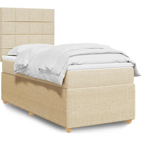 Boxspringbett mit Matratze Creme 100x200 cm Stoff