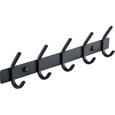 Perchero de Pared, Perchero 5 Ganchos, Perchero Negro Inox Toallero Baño, AH203H5-BK (1/5)