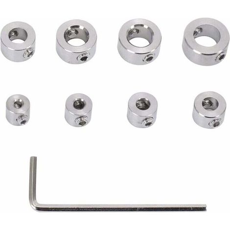 Butée de profondeur de perçage, 8 pièces en acier inoxydable, bague de butée de profondeur durable avec clé hexagonale, positionneur de foret pour forets de 3 à 10 mm