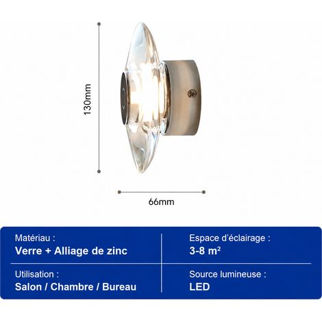 Petite applique murale - 13 cm ronde cristal LED 3000K moderne 25 × 25 × 15 cm 1,5 kg – Livraison gratuite