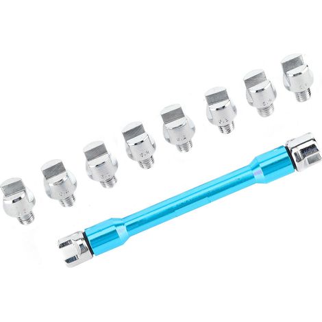 Clé à rayons moto CNC lot de 5 tailles 5.0-6.8 longueur 93mm pour la plupart des motos bleu (1/5)
