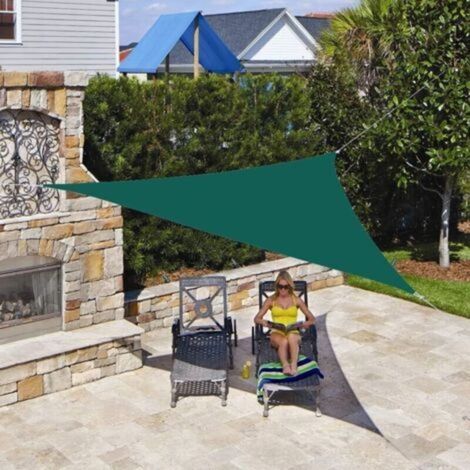Voile d'ombrage triangulaire, protection UV à 98 %, idéale pour terrasse, pelouse, jardin, cour, verte