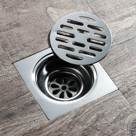 Square Floor Drain, Stainless Steel Bathroom Tile Insert Floor Drainer Anti-odor Anti-clogging Bathroom Floor Drain with Removable Strainer Cover (1/5)