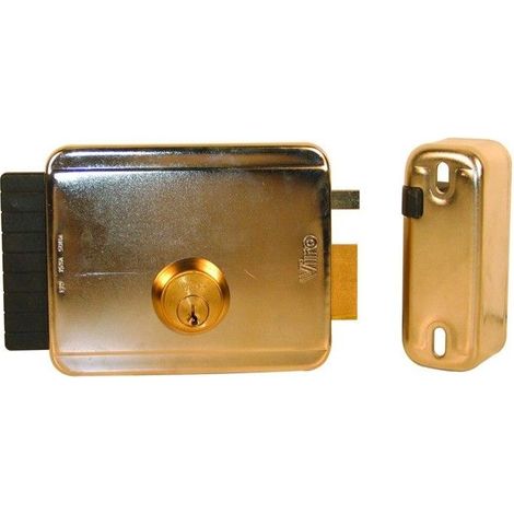 Serrure électrique droite à pêne rentrant avec cylindre rond 60 mm - 12V V97D