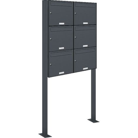 6er Standbriefkasten Anlage Freistehend RAL 7016 - Anthrazit (1/5)