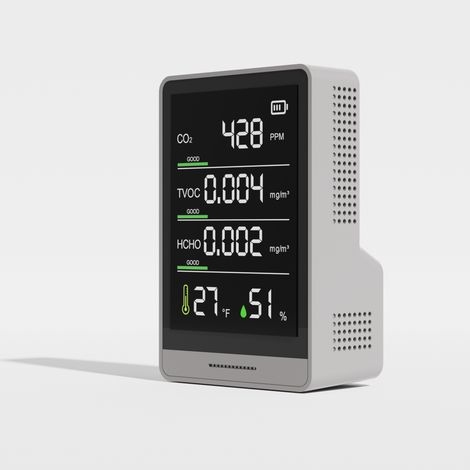 Moniteur Qualité Air BOOSTER AK3 Détecteur CO2 HCHO TVOC Température Humidité Écran LED Rechargeable USB (1/5)