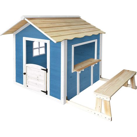 Home Deluxe - Maison de jeu DER GROSSE PALAST - 106 x 111 cm Couleur : Bleu, Equipement : Avec banc