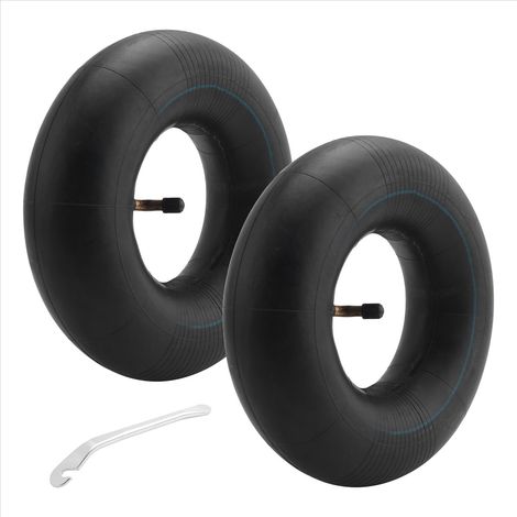 2 PCS 4.10/3.50-4 Pouces Pneu à Chambre Air pour Diable, Chariot, Chariot Main, Tondeuse Gazon, Tube de Rechange 4.10-4 avec Pied Biche (1/5)