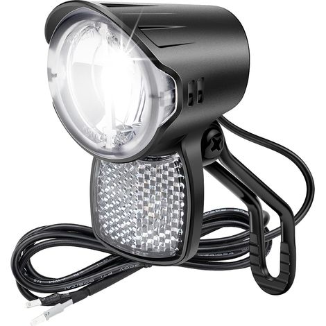 E-Bike Dynamo LED lumière de vélo 30-100 LUX avec Approbation StVZO - lumière de vélo lumière Frontale Phare, lumière Automatique, lumière de stationnement et réflecteur (1/5)