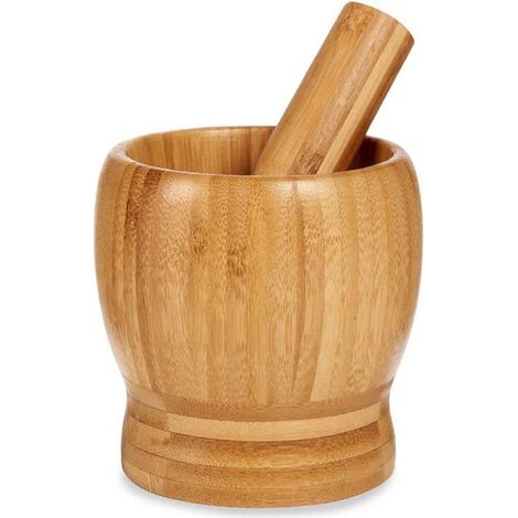 Mortero kinvara natural bamboo ergonómico fácil de limpiar (1/4)