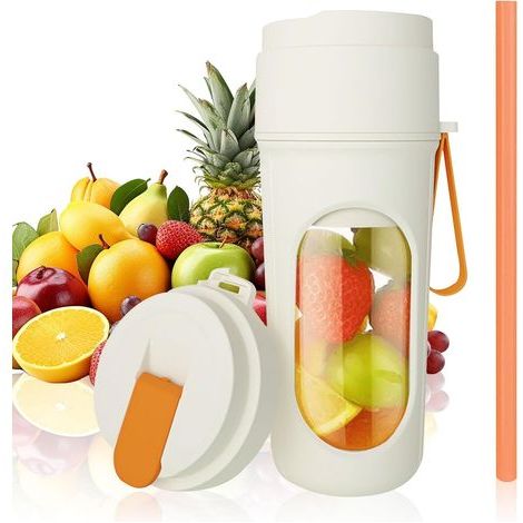 Blender Smoothie, Mini Mixeur Smoothie 450 ml, Appareil a Smoothies avec 12 Lames, Fresh Juice Blender Portable, Petit Blenders USB pour Cuisine, Salle de Sport, Bureau (1500 mAh, Orange) (1/5)