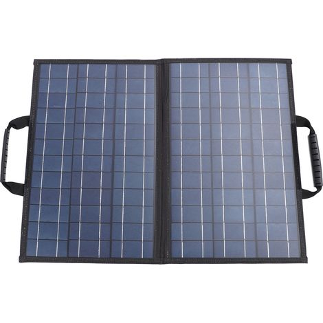 Kit panneau solaire portable pliable 80 W en silicium polycristallin avec indicateur d'angle, 2 ports USB, 1 port USB-C et 1 port CC, pour téléphone et tablette (extérieur). (1/5)