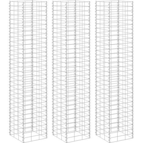 Lits surélevés en gabion 3 pcs 30x30x200 cm Fer