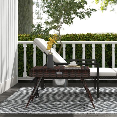 Mesa de jardín, mesa de centro para exteriores, mesa auxiliar para exteriores, ratán PE, resistente a la intemperie, 60 cm x 41 cm x 41 cm, marrón (1/5)