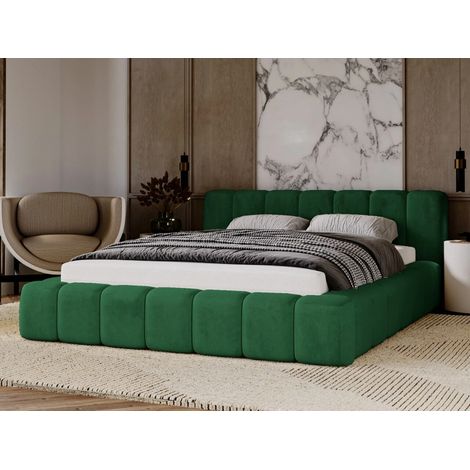 Lit rembourré avec rangement 120x200 velours vert Ibiza (1/5)