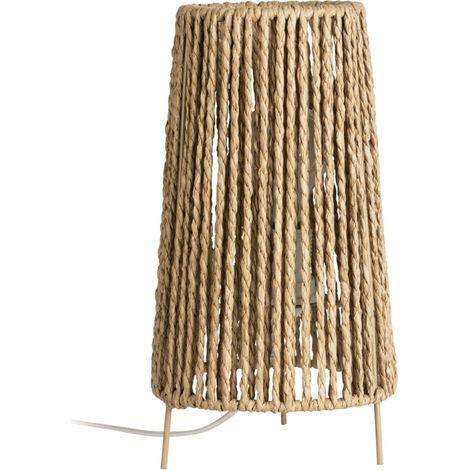Lampe à poser en fibres naturelles conique E14 40W – Éclairage doux et authentique – Pour intérieur bohème – LAPKAOLY – Mathias Luminaires (1/4)