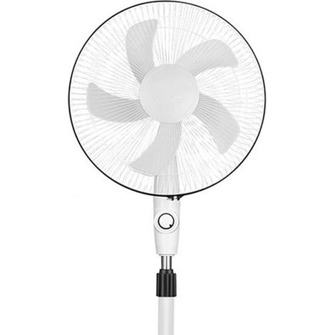 Ventilateur sur Pied Plastique 3 Vitesses Large Volume d'Air Blanc Rechargeable avec Chargeur et Panneau Solaire pour Chambre Salon (1/4)