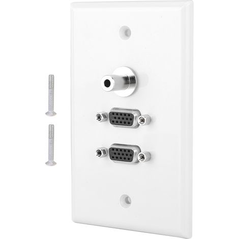 Box di uscita per scheda VGA a 2 porte in ABS, pannello di montaggio a parete per home theater, ufficio, edificio, hotel.