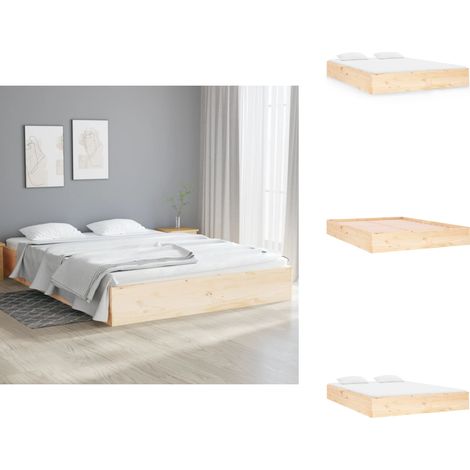 Cadre de lit sans matelas bois massif 140x190 cm - Cadre De Lit - Lit Double - Bois Massif - Lit Design - Chambre À Coucher (1/5)