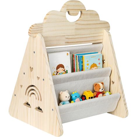 Bibliothèque Montessori Bois pour EnfantBibliothèque Enfant avec Poignée Rangement Livre Enfant 3-8 Ans Aménagement Open Bords Arrondis pour Chambres écoles31 x 41 x 47,5 cm (Bois) (1/5)