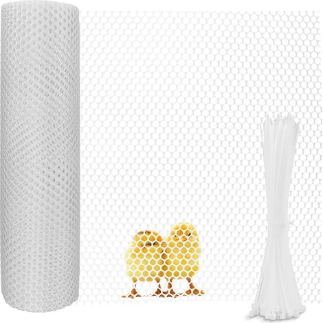 Filet poulailler grillage plastique grillage poule diamètre du trou de 0,8cm clôture en plastique pour chat balcon jardinage (40cm×3m, blanc) (1/5)