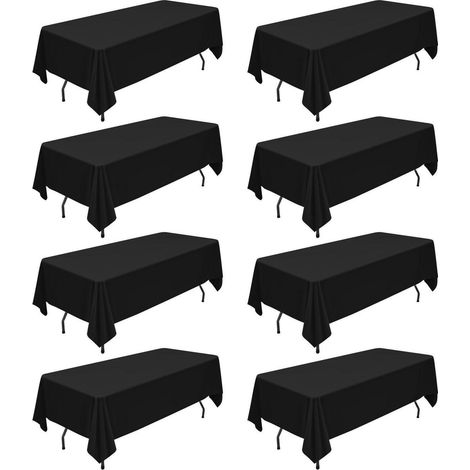 8er Pack Schwarze Tischdecke 153x260 cm Polyester, Rechteckig, Knitterfrei
