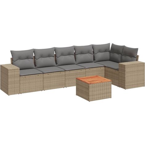 Maison Exclusive - Patio Sofa Set 7 plaza Beige and Grey (1/5)