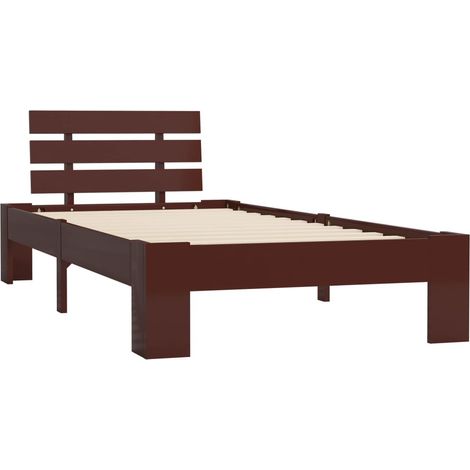 Lit Marron foncé Bois de pin massif 90x200 (1/5)