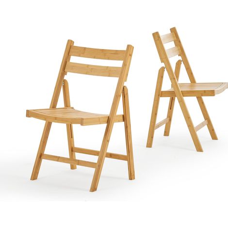 Juego de 2 sillas plegables de exterior para jardín camping y terraza bambú 78 x 45 x 40 cm natural 030009636 (1/5)