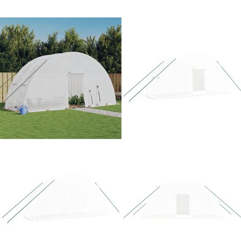 Serre avec cadre en acier blanc 12 m² 6x2x2,85 m - Serre De Jardin - Serre En Acier - Serre Blanche - Abri Jardin - Tunnel De Jardin - Home & Living (1/5)