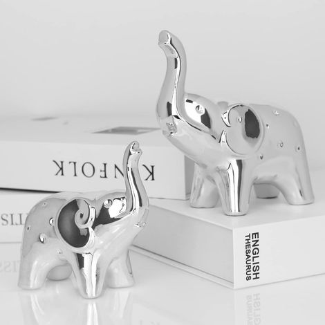 Deux éléphants statue décoration moderne pour maison bureau et étagère sculpture contemporaine élégante (1/5)