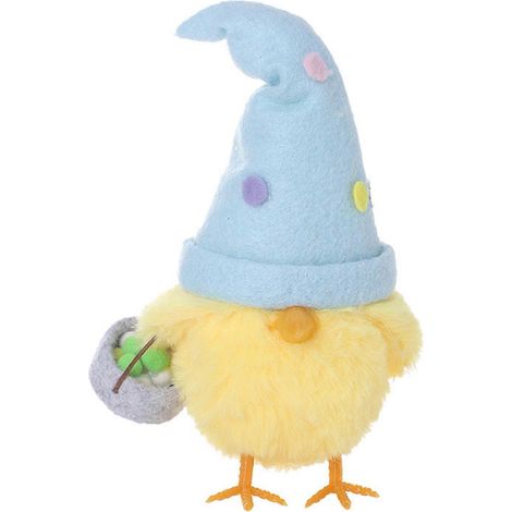 Pâques peluche poussin poupée décoration avec multicolore magicien chapeau paillettes œuf Surface Yellow peluche décoration bureau bibliothèque fêtes saisonnier décoration,Bleu ciel (1/5)