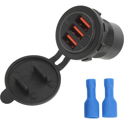 Chargeur Voiture USB QC3.0 3 Ports 3.1A 5V Sortie Prise Station avec Interrupteur Rétroéclairage Bleu (1/5)